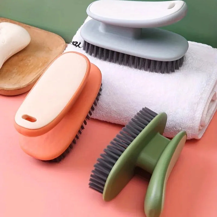 Soft Bristled 2pc Household Cleaning Brushes - Long Handle Shoe &amp; Clothes Brush Set