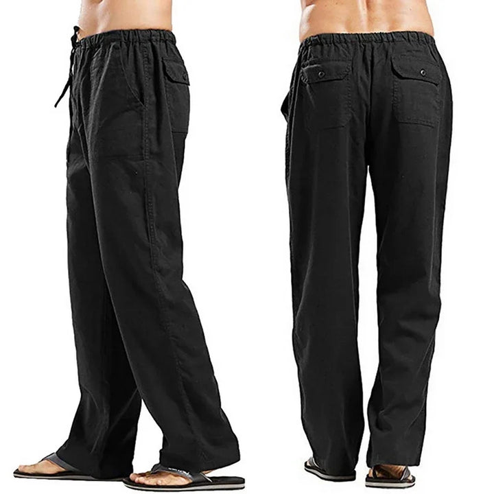Solid color Multi-Pocket Linen Men Pants - Casual Breathable Summer Pant, Large Size