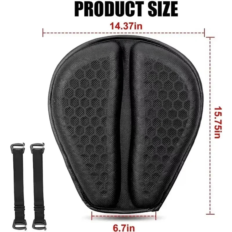 Motorcycle Gel Seat Cushion 3D Honeycomb Pressure Relief Anti-Slip Pad Long Ride Comfort
