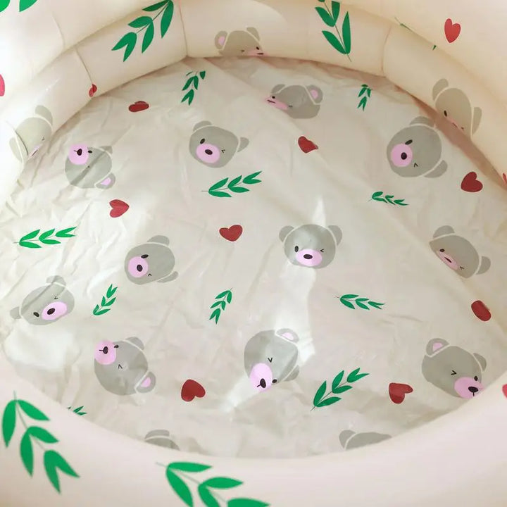 Small Inflatable Kiddie Pool, Durable PVC Small Plastic Pool with Bright Bear Design for Safe Outdoor Fun