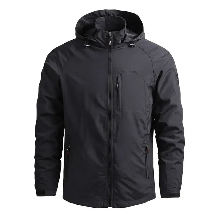Waterproof Men Jacket- Hooded Windbreaker Polyester Camping