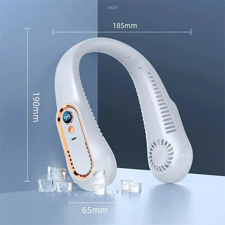 Neck Bladeless Fan Mini - Portable USB Charging Silent Fan for Sports and Office with Digital Display and 5 Speed Options