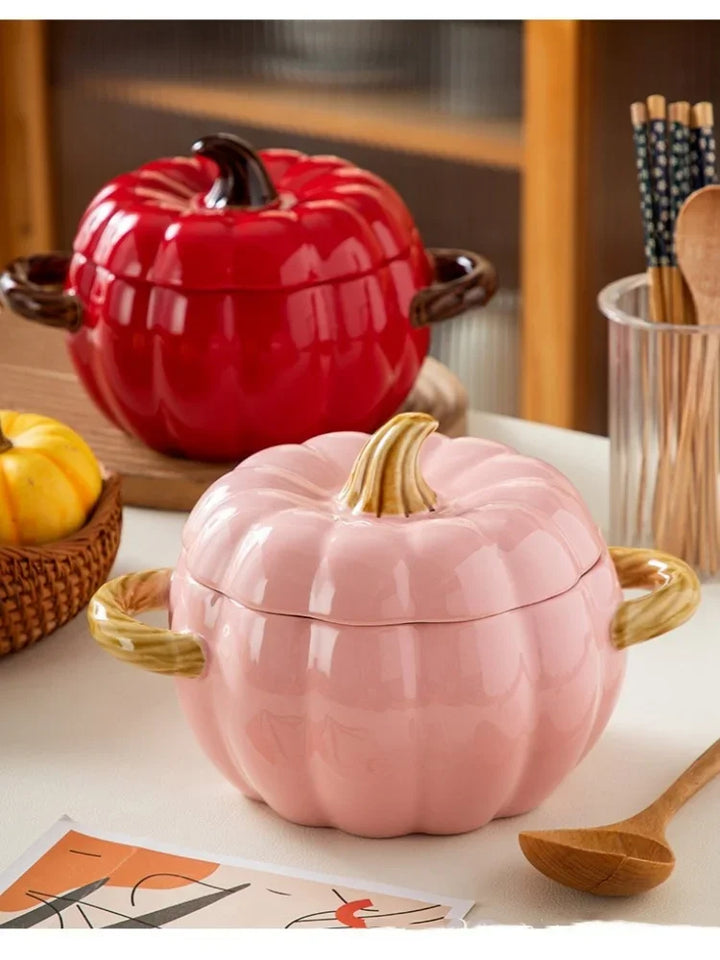 Ceramic Soup Pot Pumpkin Lid Porcelain Large Fall 2025