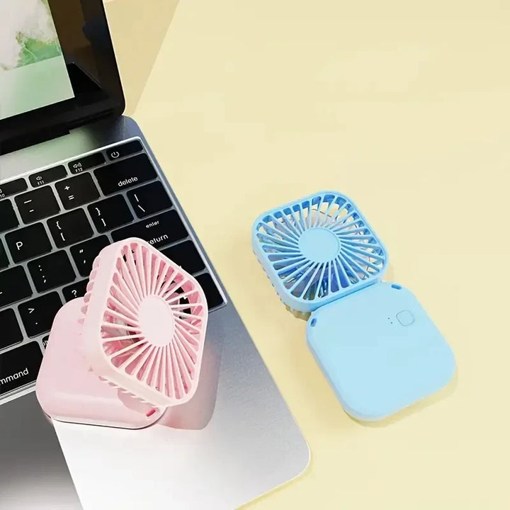 Mini Folding Hanging Neck Fan - 3 Speed USB Rechargeable Personal Fan for Travel and Indoor Use