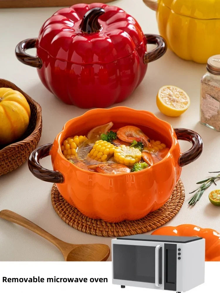Ceramic Soup Pot Pumpkin Lid Porcelain Large Fall 2025