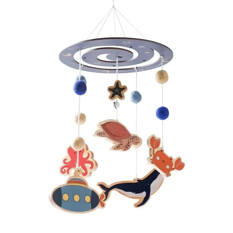 Wooden Crib Mobile Bracket Newborn Sensory Toys Soothing