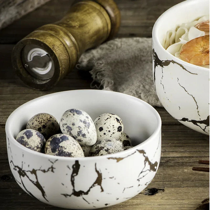 Marble Ceramic Bowl Set Nordic Tableware Minimalist