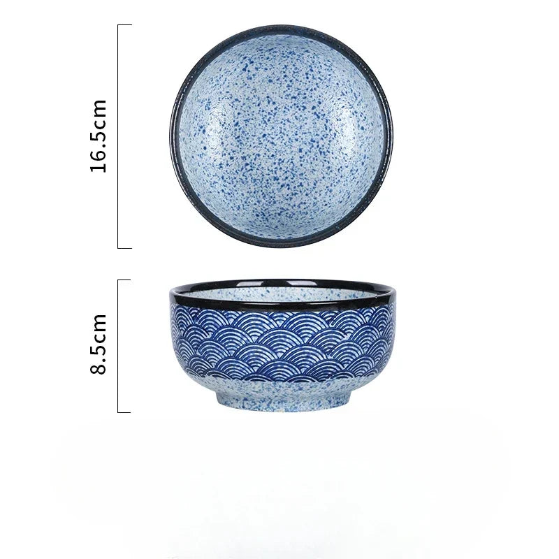 Qinghai Wave Noodle Bowl Hand Painted Vintage Ceramic Bowl