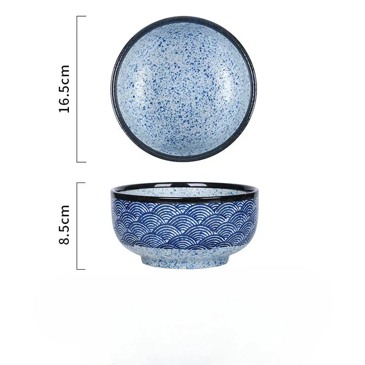 Qinghai Wave Noodle Bowl Hand Painted Vintage Ceramic Bowl