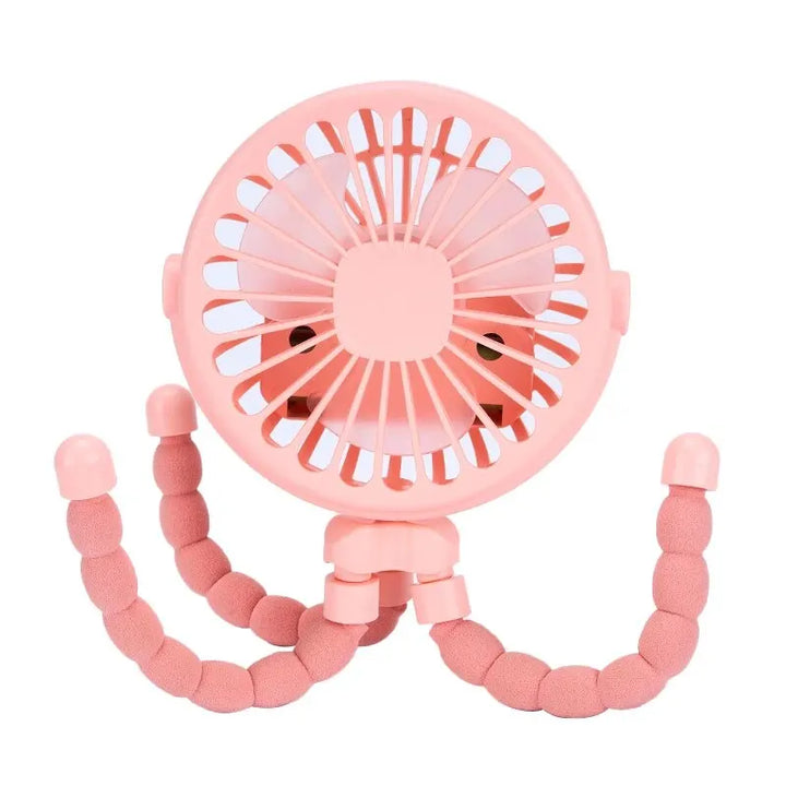 Portable Oscillating Pram Fan Mini Handheld Baby Fan USB Operated Clip-on Flexible Tripod for Car Seat Use