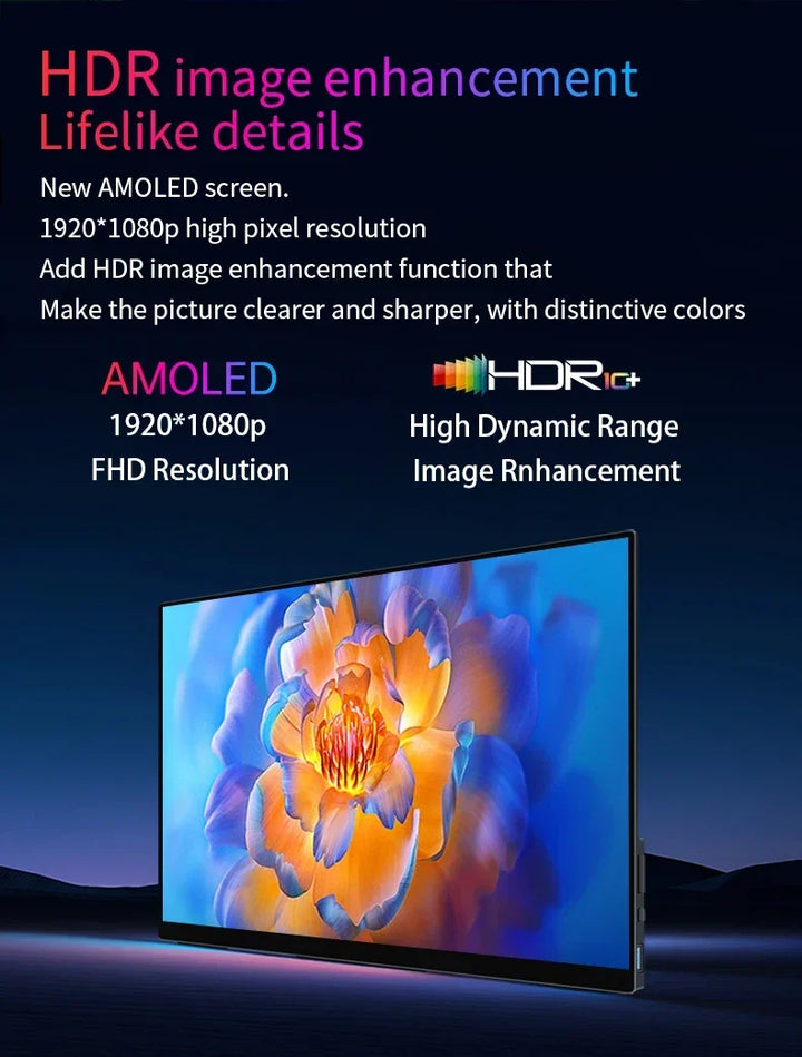 OLED 13.3 Portable Monitor Metal Frame Travel Display