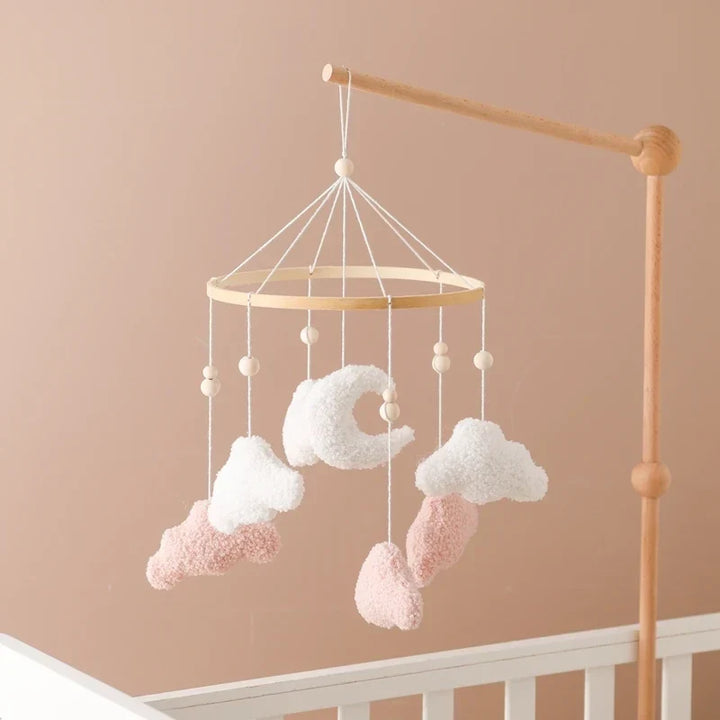 Wooden Crib Mobile Felt Bear Musical Newborn Sensory Toys