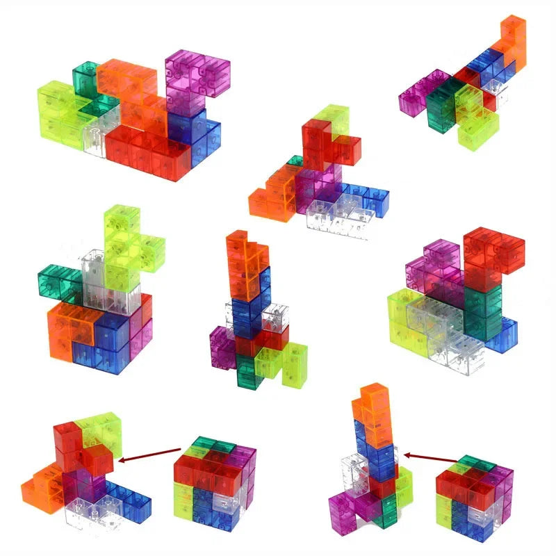 3D Magnetic Building Blocks Set with 54 Guide Cards, Eco-Friendly Magnetic Tiles for Kids Age 6 and Up, 7-Piece Puzzle Cube