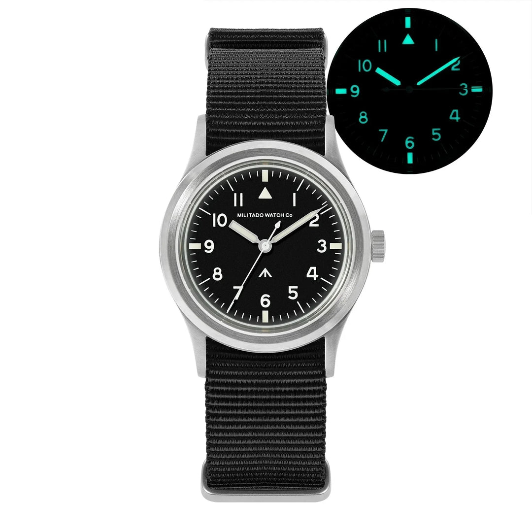 36mm Field Watch Sapphire Crystal VH31 Sweep Quartz