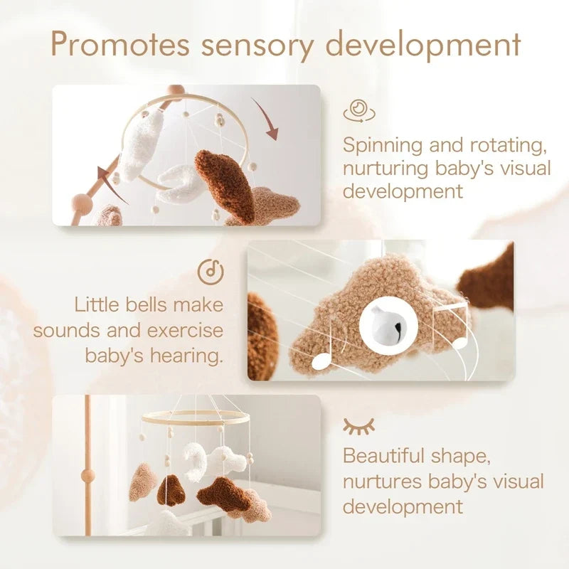 Baby Crib Mobile Wooden Nursery Newborn Sensory Toys