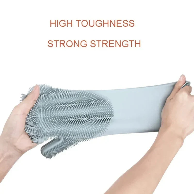 Silicone Dishwashing Gloves with Scrubber - Eco-Friendly Household Cleaning Tool