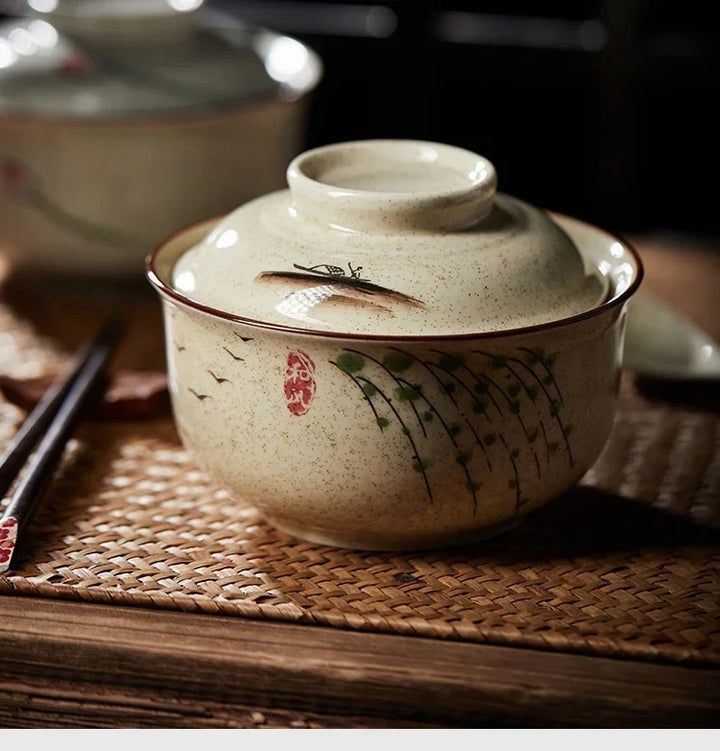 Ramen Bowl Large Ceramic With Lid Retro Fall 2025 Tableware