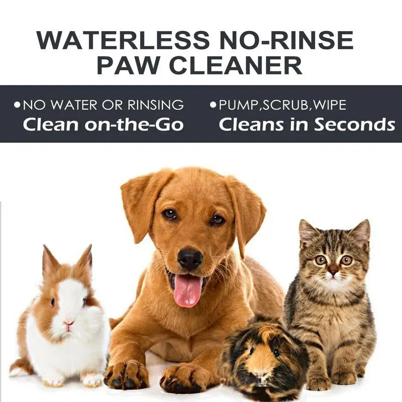 Rinse-Free Pet Foot Cleaner Foam with Silicone Brush - Gentle Paw Care for Dogs &amp; Cats