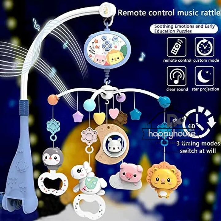 Crib Mobile Remote Music Light Newborn Sensory Toys