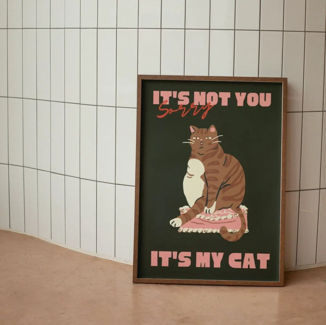 Black Cat Wall Art Red Orange Canvas Print Waterproof