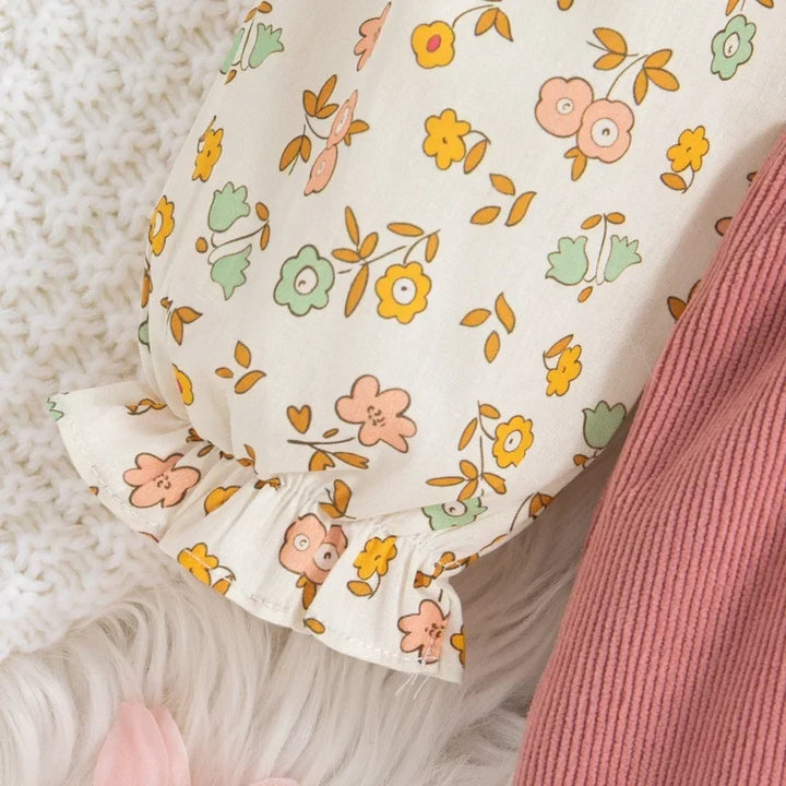 Soft baby girl dress - floral long sleeve, polyester, for classic spring and autumn wear