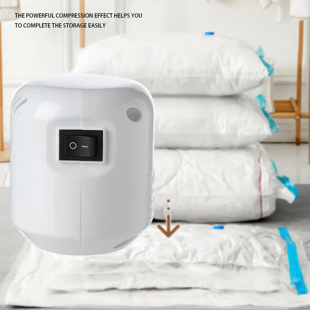 Electric Air Pump Mini Vacuum Sealer Machine for Clothes Storage Bags and Food Organizer