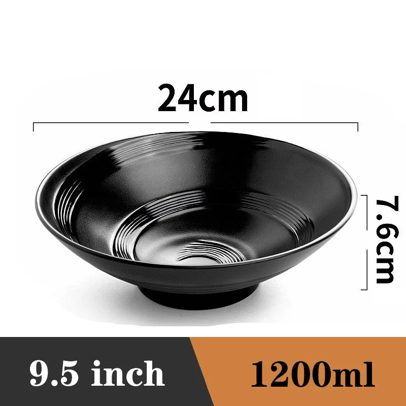 Ramen Bowl Black Plastic Japanese Style Noodle Bowl