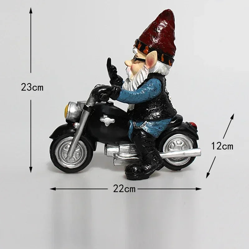Garden Gnome Resin Statue Motorcycle Rider Dwarf Figurine Fall 2026 Outdoor Yard Decor Gift Idea