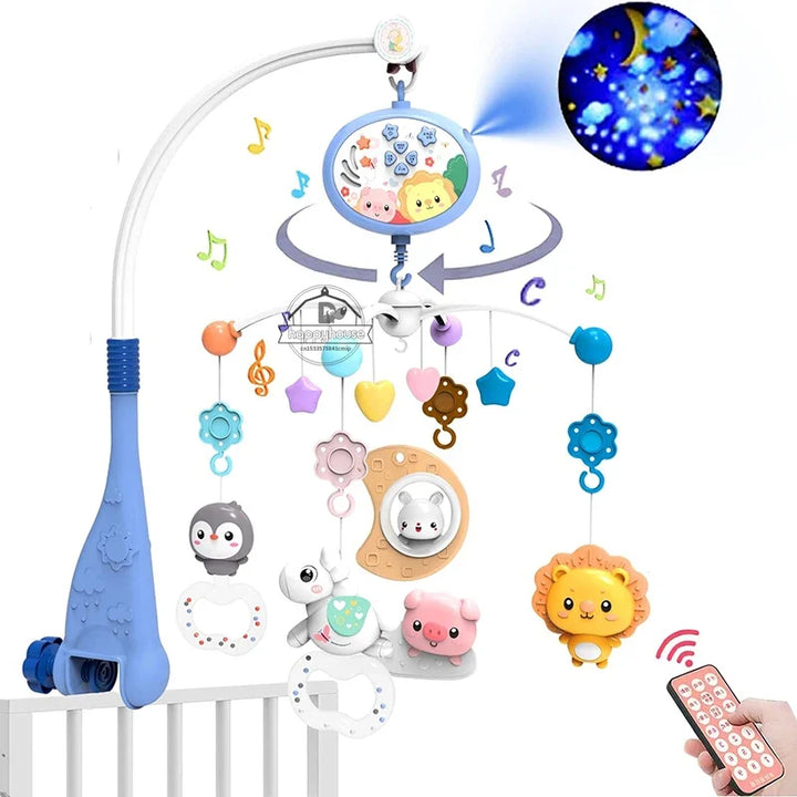 Crib Mobile Remote Music Light Newborn Sensory Toys