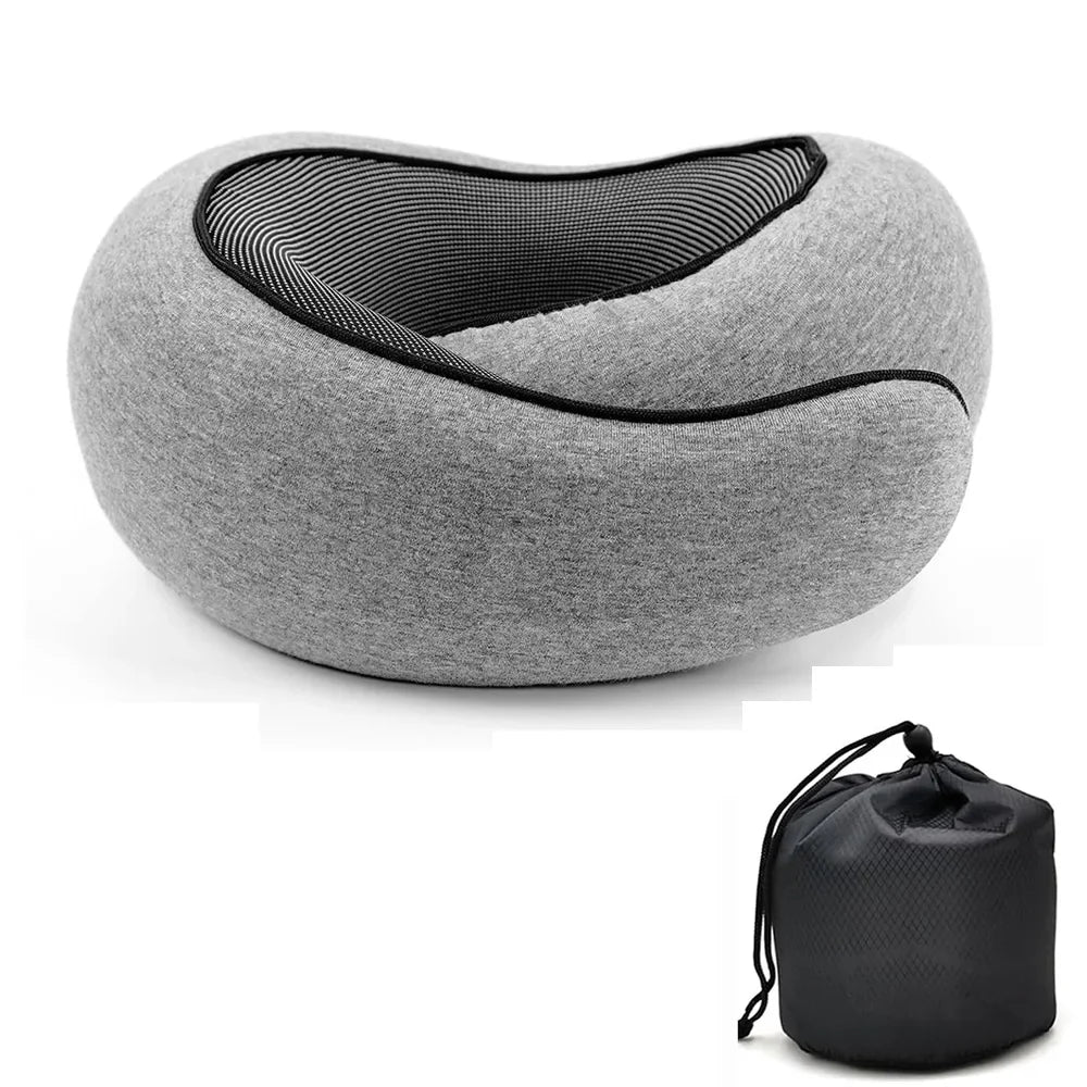 Memory Foam Travel Neck Pillow U Shaped Snail Style Portable Ergonomic Support For Summer Travel 2026 Cotton Cover