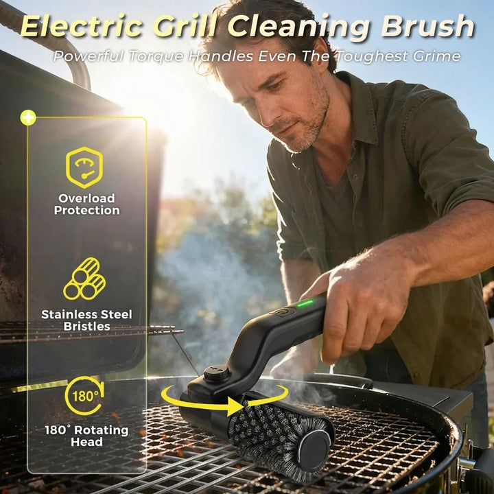 Electric Grill Brush Cordless 3 Speed 2600mAh Rechargeable With Adjustable Angle For Summer BBQ Cleaning Gift