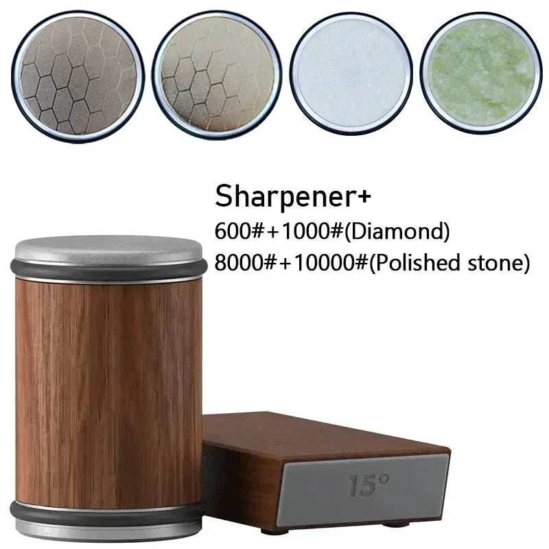Rolling Diamond Knife Sharpener Kit with Magnetic Holder – 15° &amp; 20° Angle Roller Kitchen Tool 2026