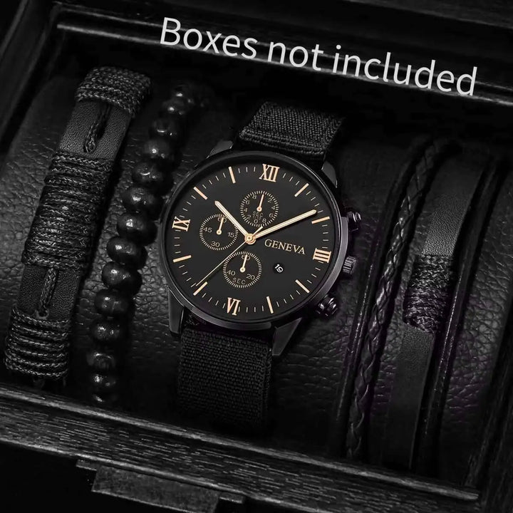 Quartz Watch And Bracelet Set Nylon Band Casual Gift