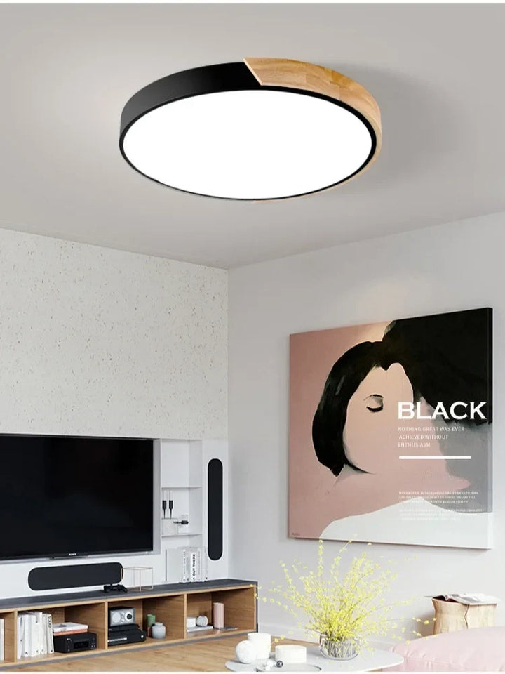 Japandi Led Ceiling Light Nordic Wood Modern Soft Glow Diffuser