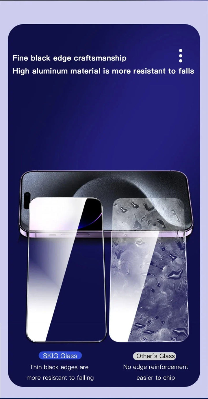 Privacy Tempered Glass Screen Protector for iPhone 16 15 14 13 12 - Anti-Spy Auto-Dust Removal Shield