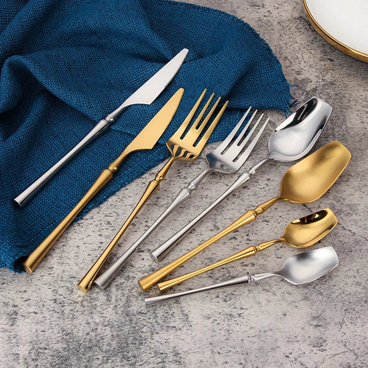 Stainless Steel 18/10  Cutlery Set - Glossy Silver Dinnerware, Matte 304 Tableware for Gifts
