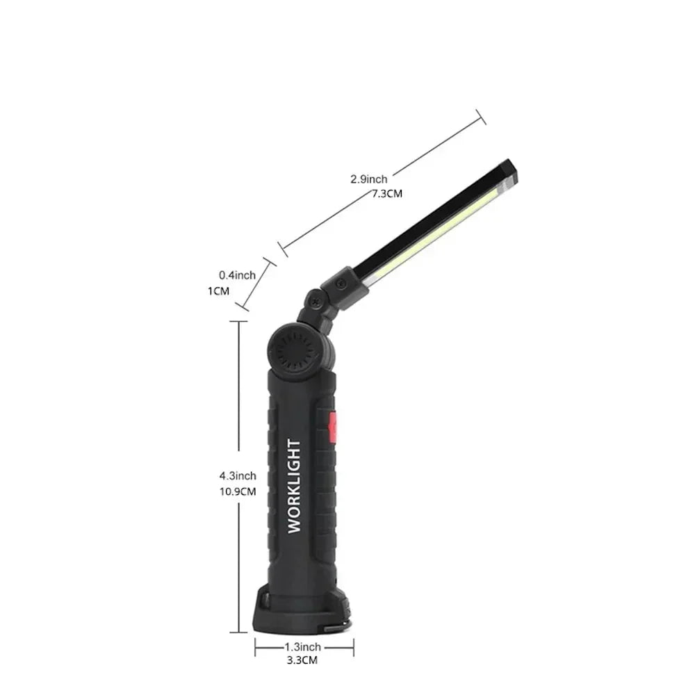 Rechargeable Camping LED Flashlight Work Light - IP64 Waterproof, 5 Modes, Magnet &amp; Hook for Night Work