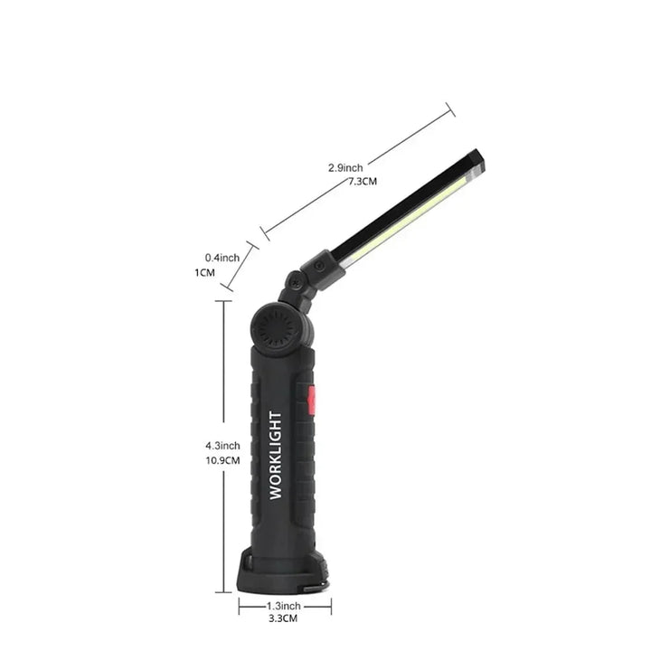 Rechargeable Camping LED Flashlight Work Light - IP64 Waterproof, 5 Modes, Magnet &amp; Hook for Night Work
