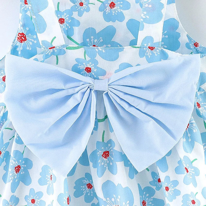 Soft baby girl dress – floral a-line, flowy cotton-polyester, for summer beach party