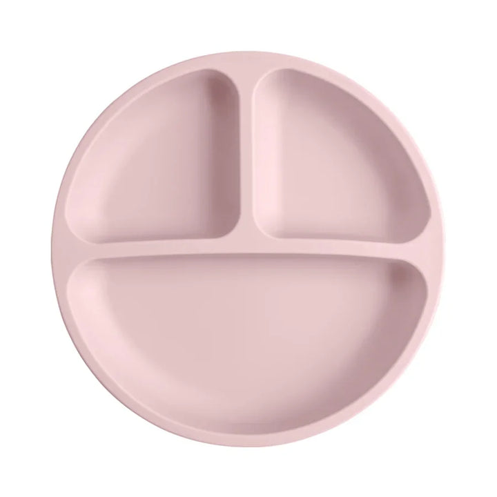 Silicone Baby Dining Plate with Suction Base, BPA Free Toddler Tableware, 8-Inch Divided Feeding Dish