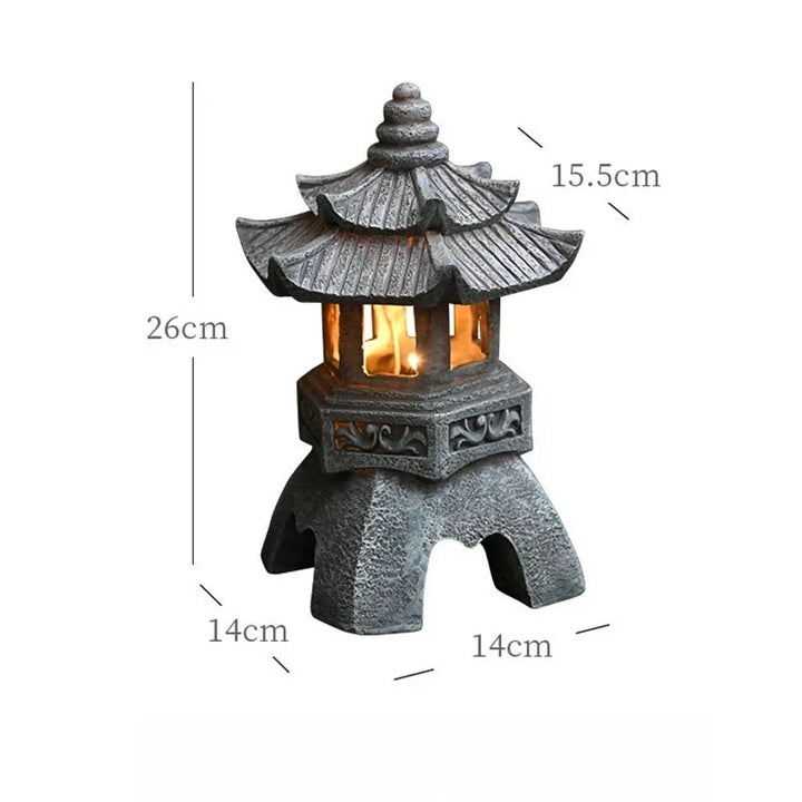 Solar Lantern Resin Stone Pagoda Garden Ornament Zen Chinese Style Outdoor Light Fall 2026 Eco Friendly Decor