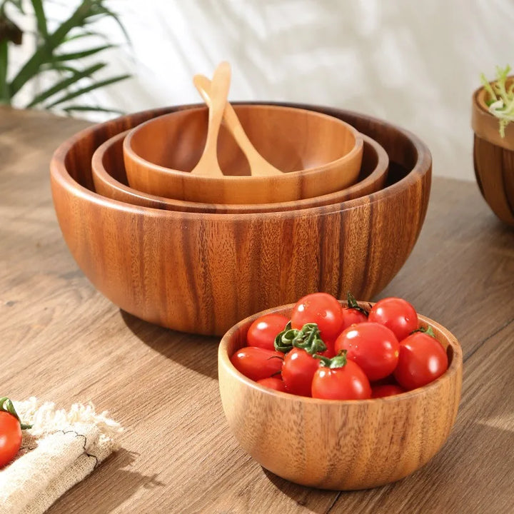 Acacia Wooden Bowl Japanese Style Salad Bowl Ramadan