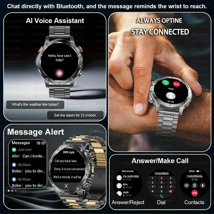 Smart Watch Military Grade Outdoor Fitness Tracker 10ATM Waterproof 100 Plus Sports Modes Fall 2025 Gift