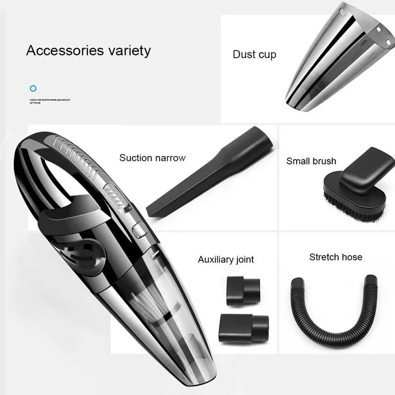 Portable Cordless Handheld Vacuum Cleaner - Powerful Cyclone Suction, Quick Charge for Home &amp; Car Cleaning
