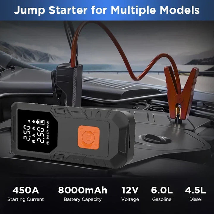 Car Jump Starter 4-In-1 Portable Power Bank Air Compressor Fast-Charging 12V Emergency Starter Fall 2025 Gift