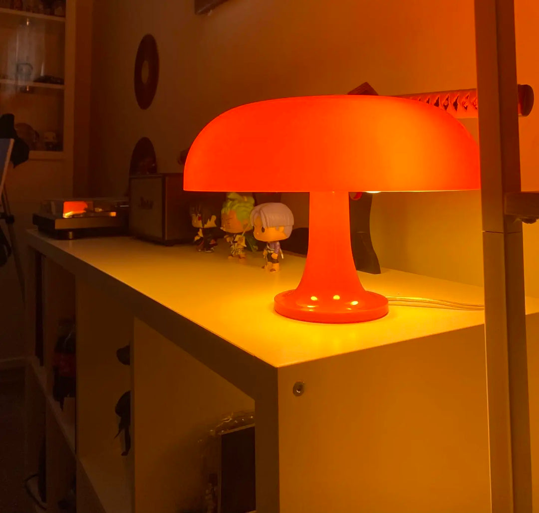 Japandi LED Mushroom Table Lamp Ivory Minimalist Bedside Lighting