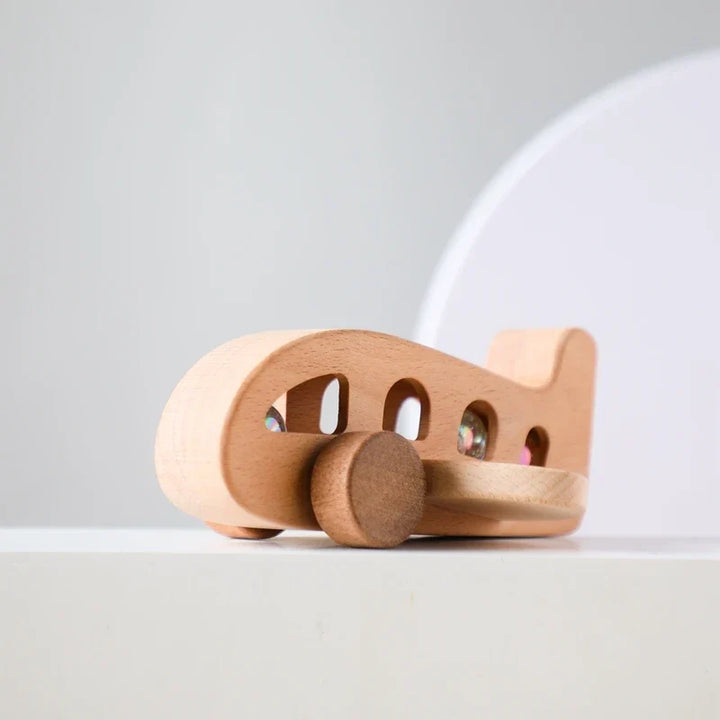 Wooden Montessori Plane Educational Toy for 3-4 Year Olds with colourful Glass Beads for Learning and Creative Play
