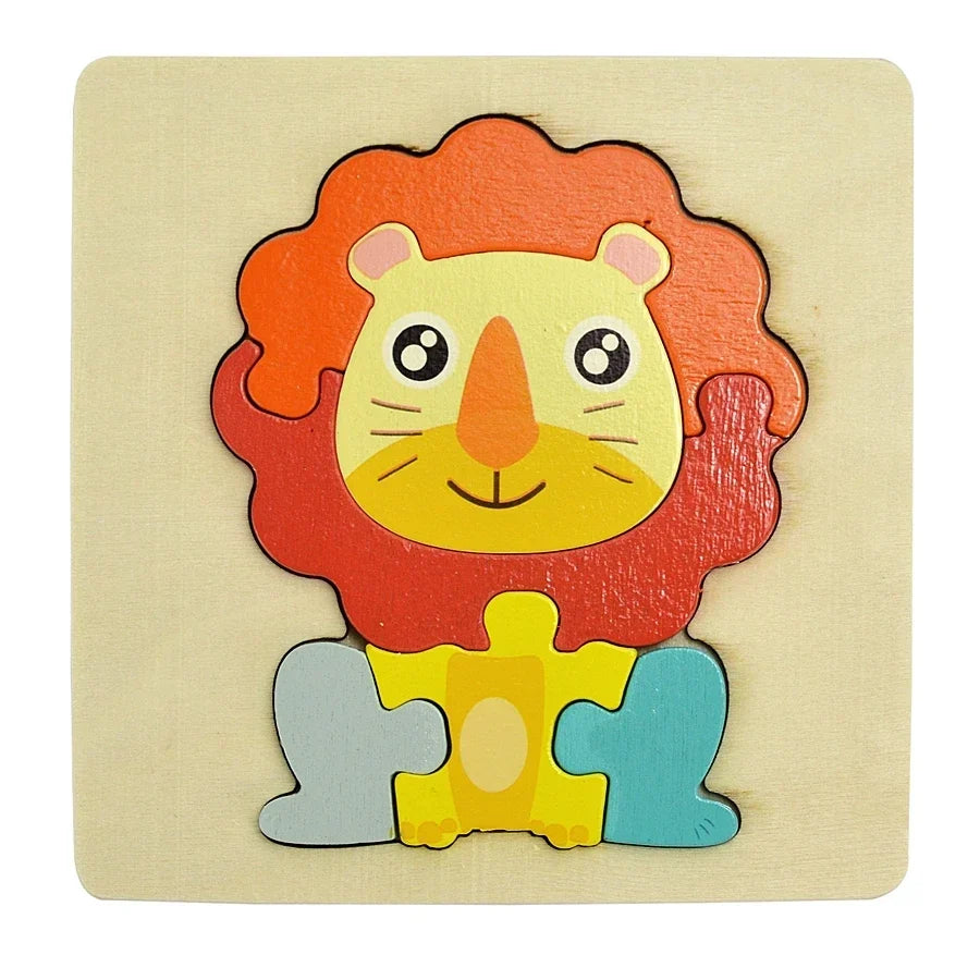 3D Wooden Animal and Vehicle Puzzle for Kids, Educational Montessori Toy for Cognitive Development and Fine Motor Skills