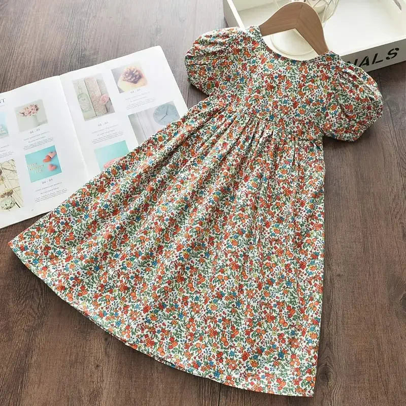Lightweight girls’ dress – flowy a-line, floral butterfly print, casual wear for everyday adventures