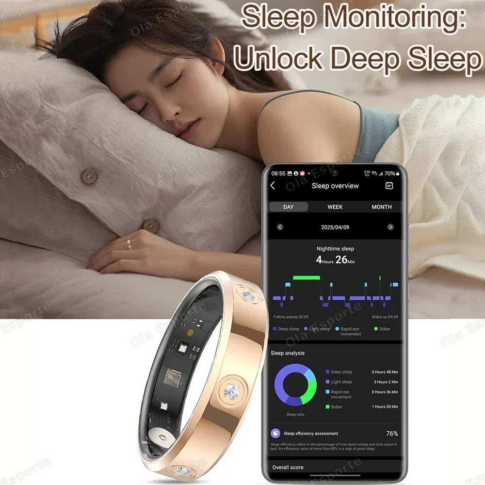 Smart Ring Health Tracker IP68 Waterproof Sleep Heart Rate Oxygen Monitor Fall 2025 Wellness Gift